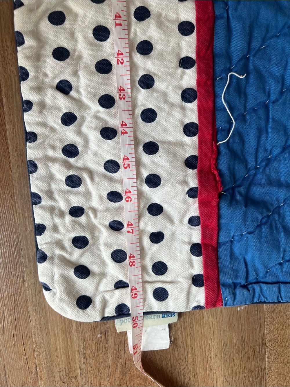Pottery Barn Kids White Quilt with Navy Polka Dots - Picture 4 of 6